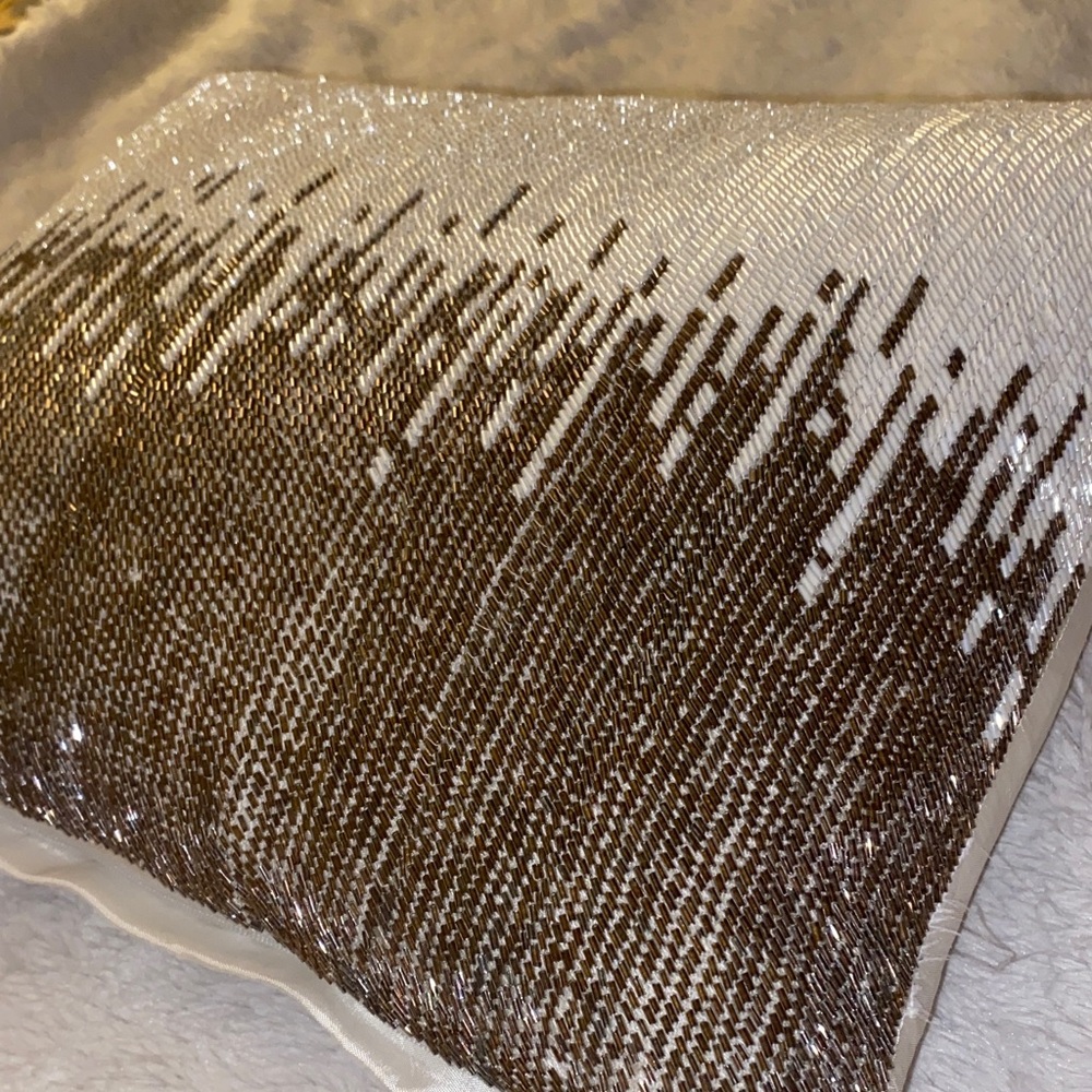 HomeGoods Sequin Ombre White and Dark Gold Accent Pillow - Picture 4 of 6